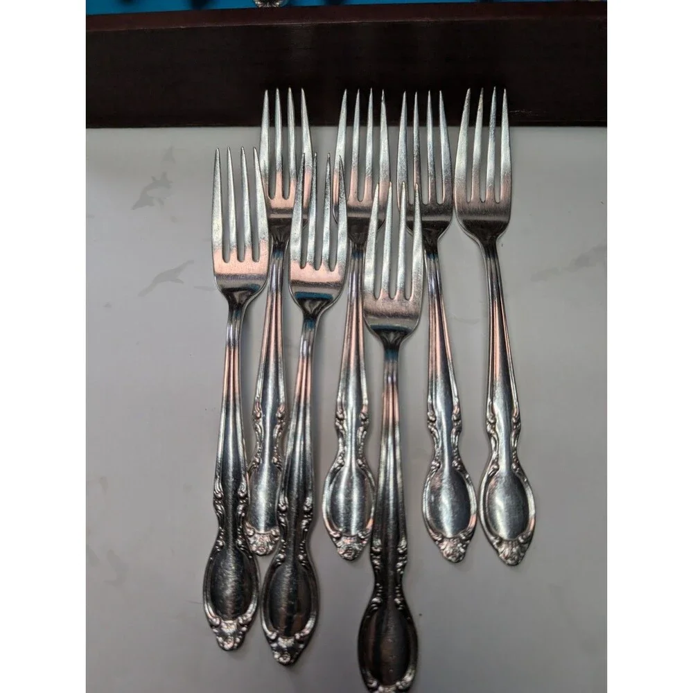WM Rogers Precious Mirror Silverplate Flatware Set 41 Pc with Chest